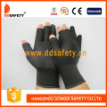 13 Gague Black Nlyon Shell Black PVC Dots Seamless Half Finger Cotton Working Gloves (DKP529)